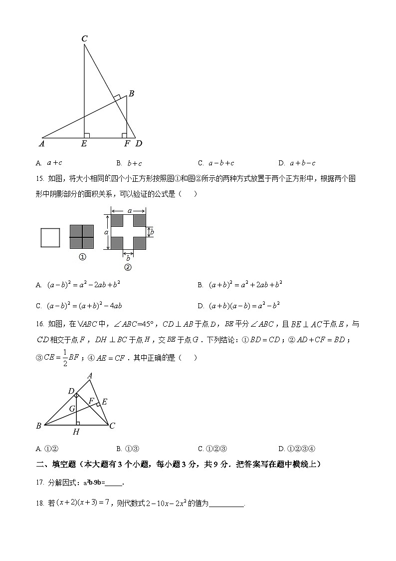 八年级上学期期末数学试题 (111)第3页