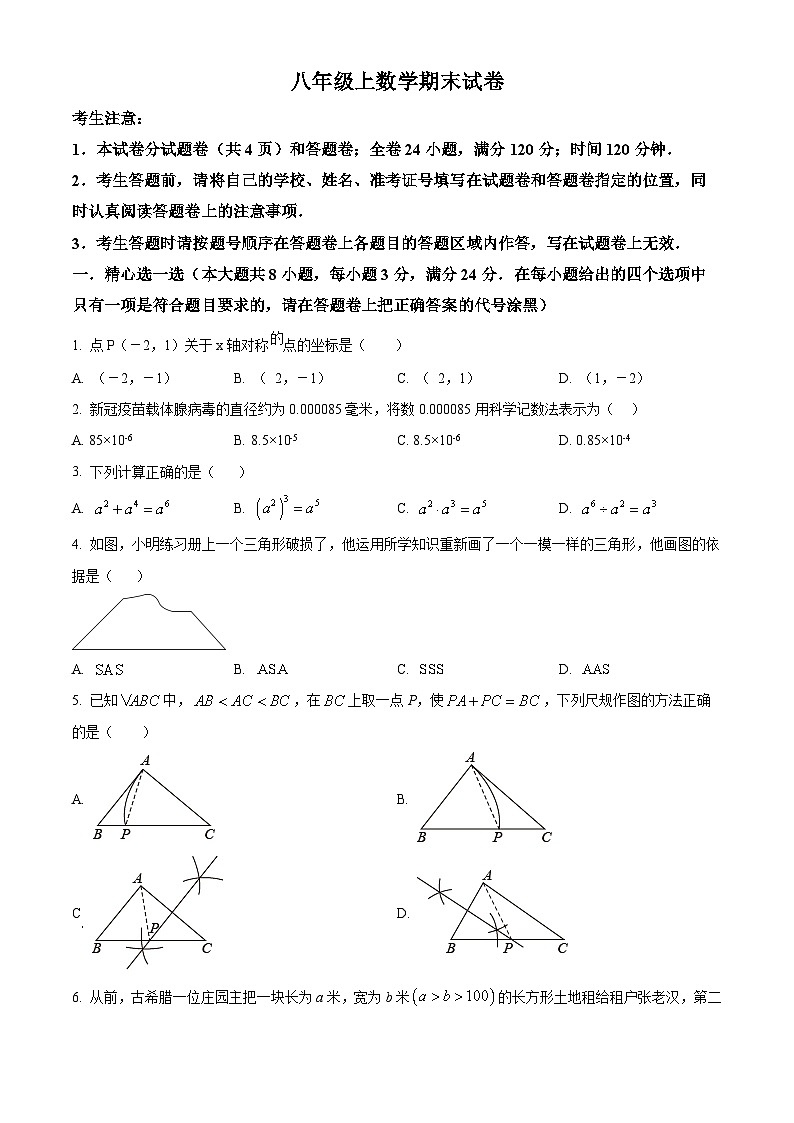 八年级上学期期末数学试题 (133)第1页
