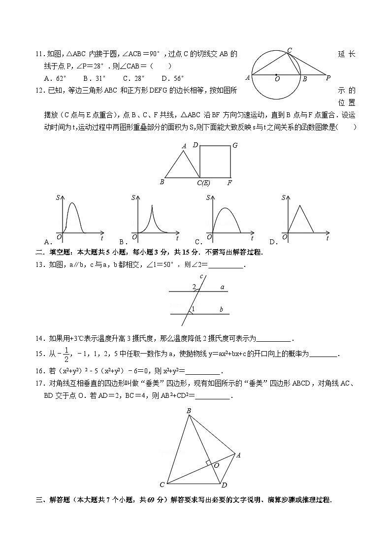 2020年四川省雅安市中考数学真题及答案02