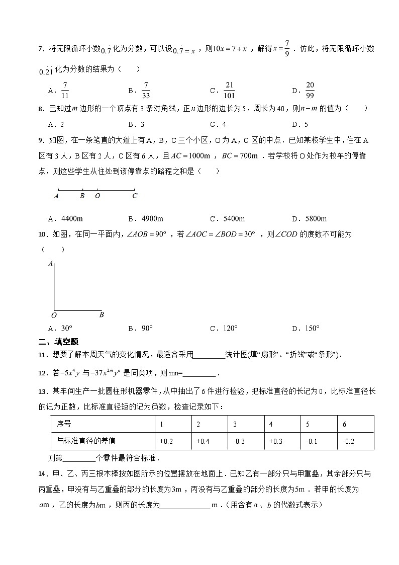 山西省2023年七年级上学期期末综合评估数学试题附答案02