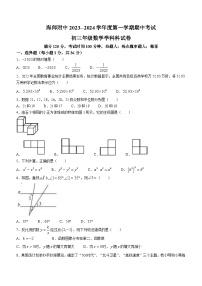 海南省海口市美兰区海南师范大学附属中学2023-2024学年九年级上学期期中数学试题(无答案)