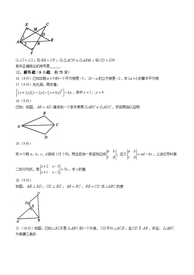 河南省洛阳市伊川县2023-2024学年八年级上学期期中数学试题03