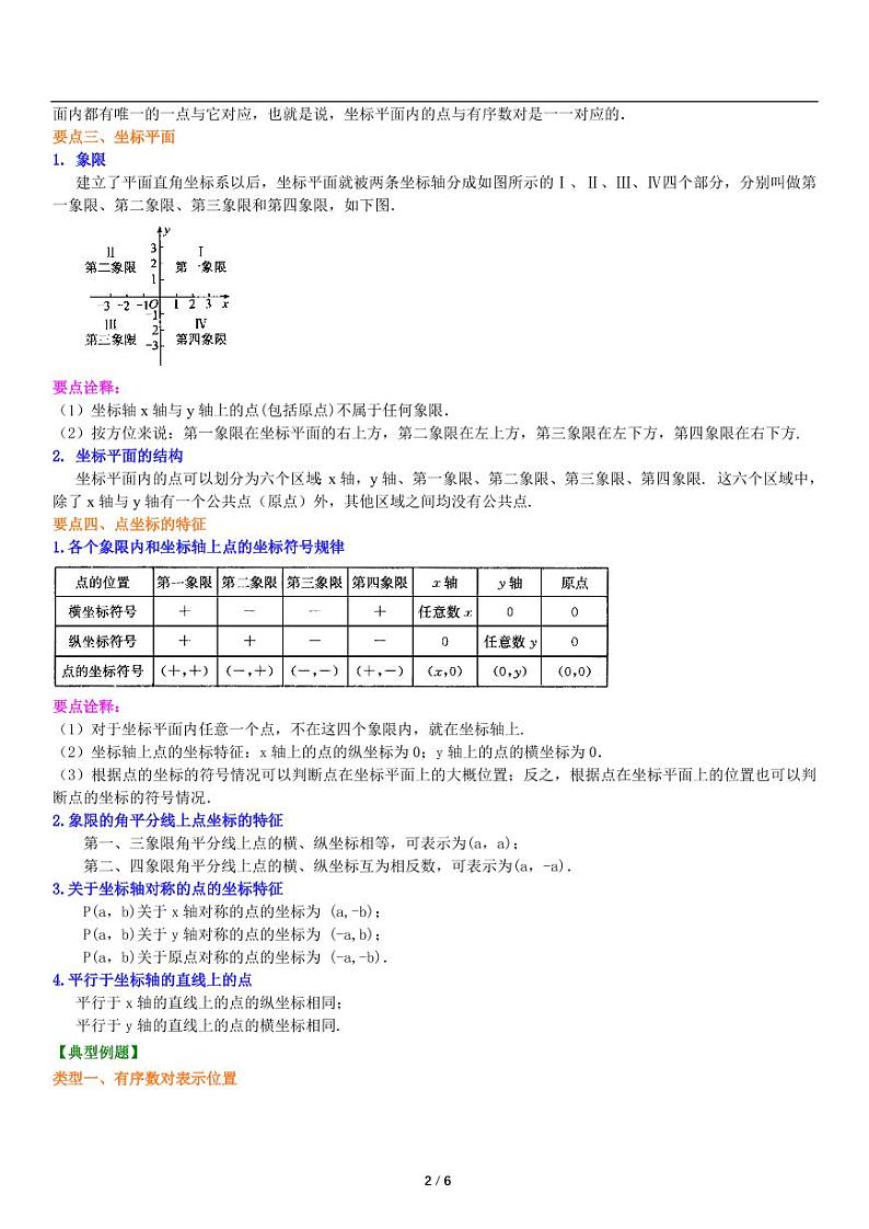 人教版七年级下册平面直角坐标系（提高）知识讲解第2页