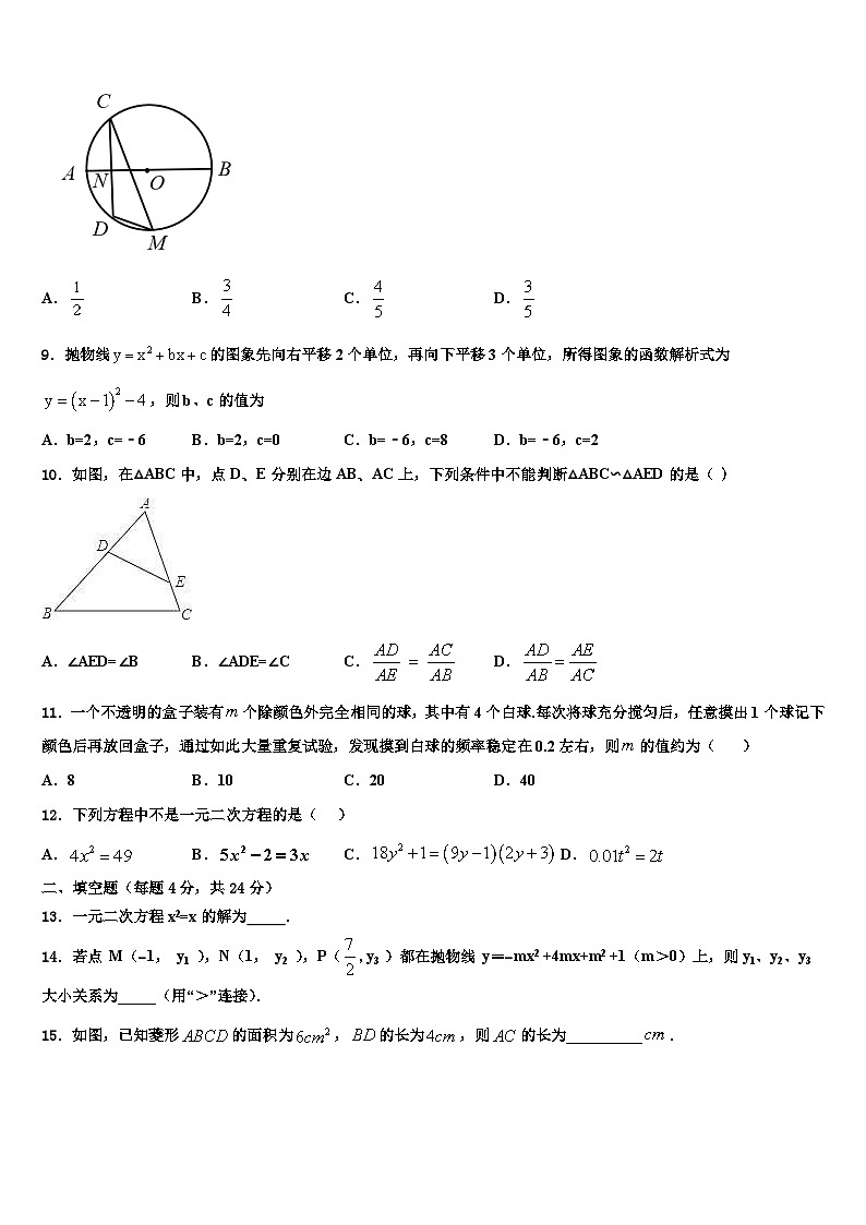 2023-2024学年安徽省六校联考九年级数学第一学期期末复习检测试题含解析第3页