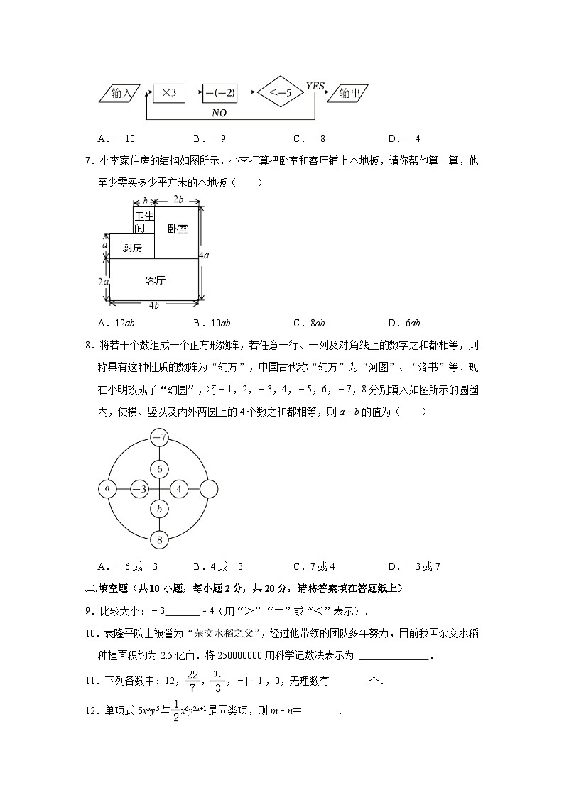 江苏省常州市正衡中学2023—2024学年上学期七年级数学期中试题第2页