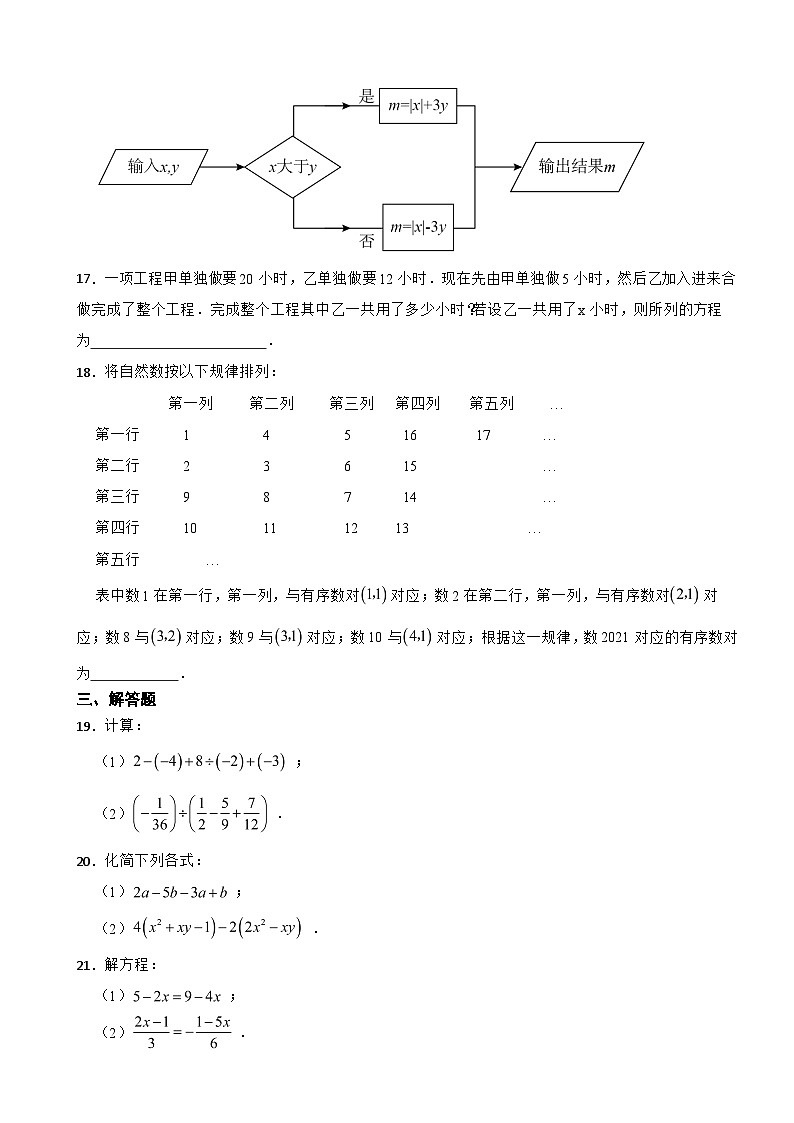 山东省济宁市2023年七年级上学期期末数学试题附答案第3页