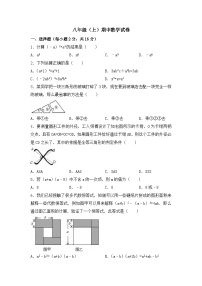 2019期中试卷：数学8年级上（华师版）1