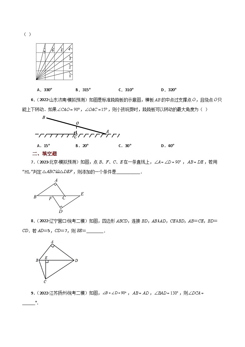 专题1.12 探索三角形全等的条件（HL）（直通中考）-2023-2024学年八年级数学上册专题讲与练（苏科版）02
