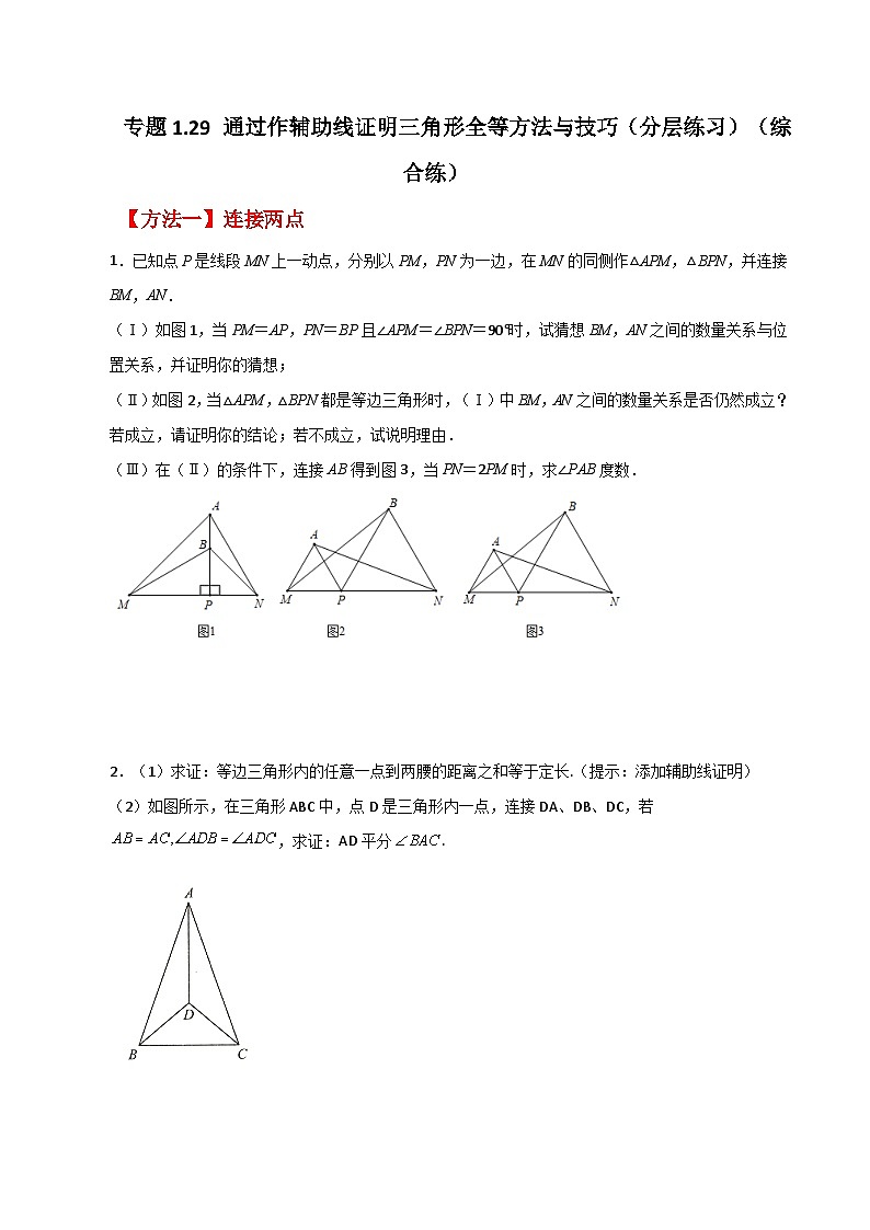 专题1.29 通过作辅助线证明三角形全等方法与技巧（分层练习）（综合练）-2023-2024学年八年级数学上册专题讲与练（苏科版）01