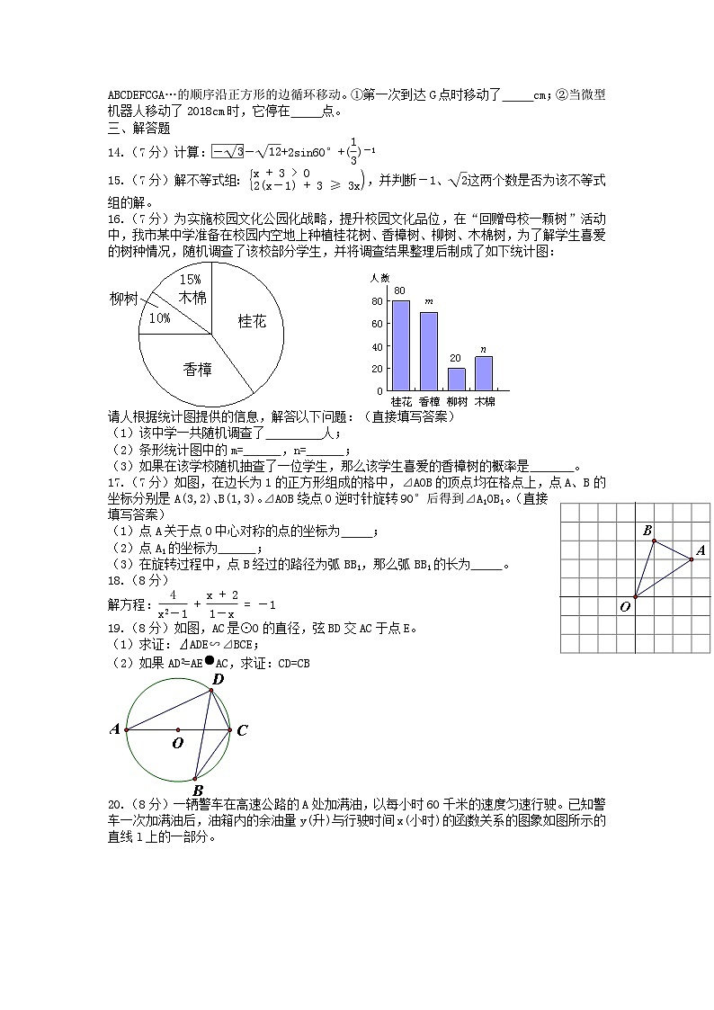 2019年广东省梅州市中考数学试题及答案02