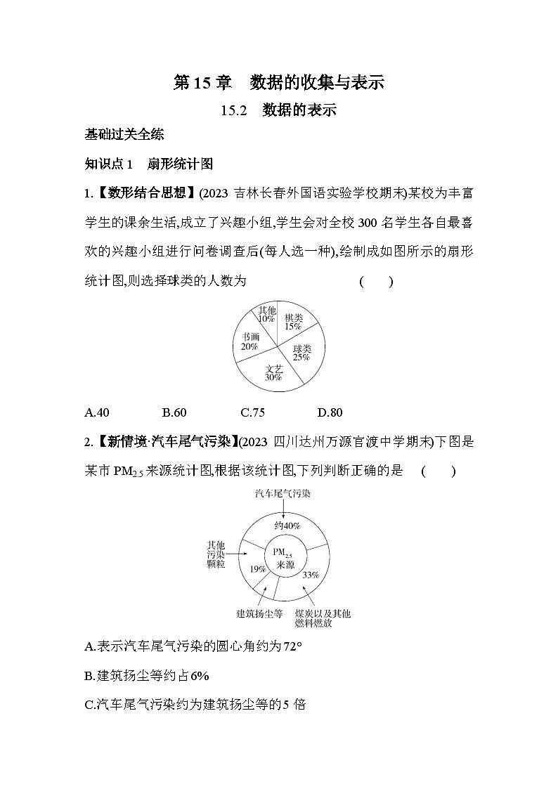 15.2 数据的表示 华东师大版数学八年级上册素养提升卷(含解析)第1页