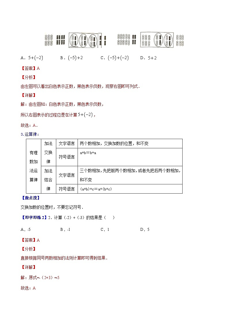 苏科版七年级数学上册同步精品讲义 2.5 有理数的加法与减法（教师版）第2页
