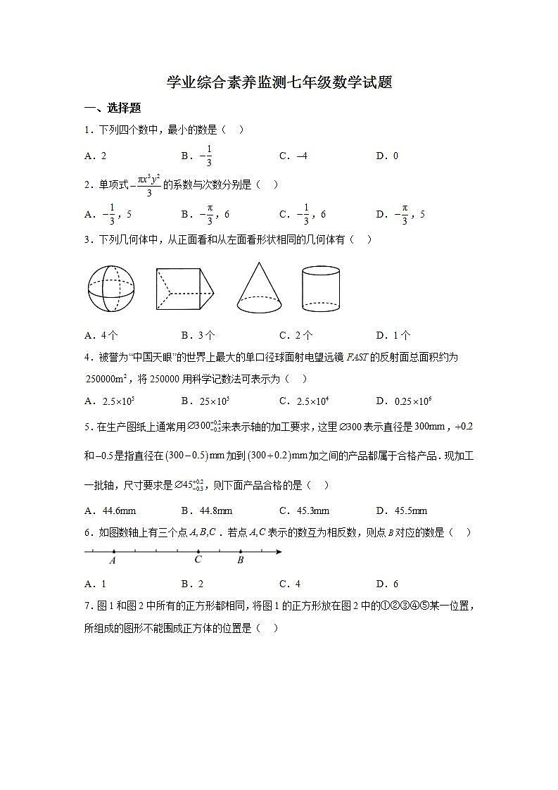 山东省枣庄市薛城区2023-2024学年七年级上学期期中考试数学试题（含解析）第1页