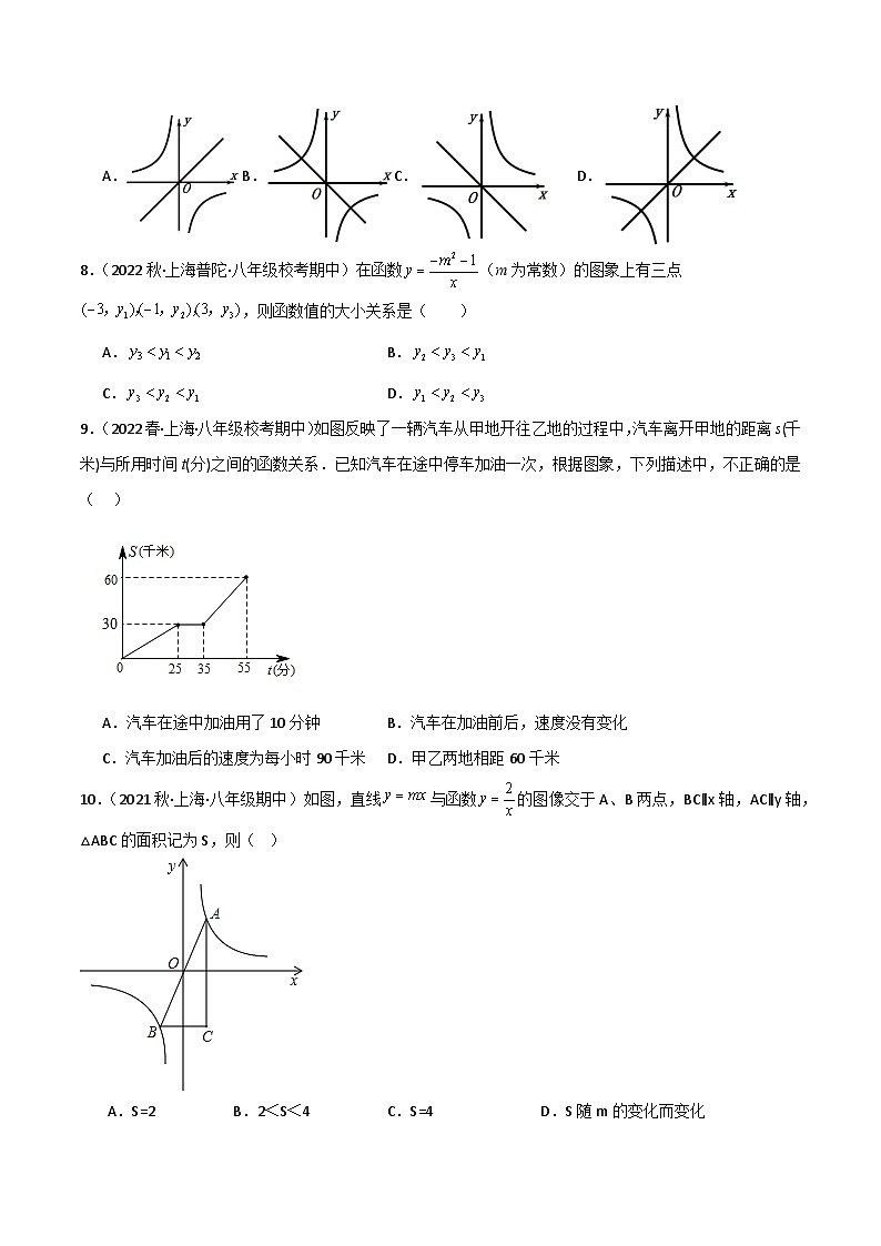 专题05 正比例函数和反比例函数（重点，上海期中精选）（原卷版）第2页