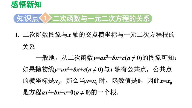 26.3.2 二次函数与一元二次方程、一元二次不等式之间的关系 华师大版数学九年级下册导学课件第3页