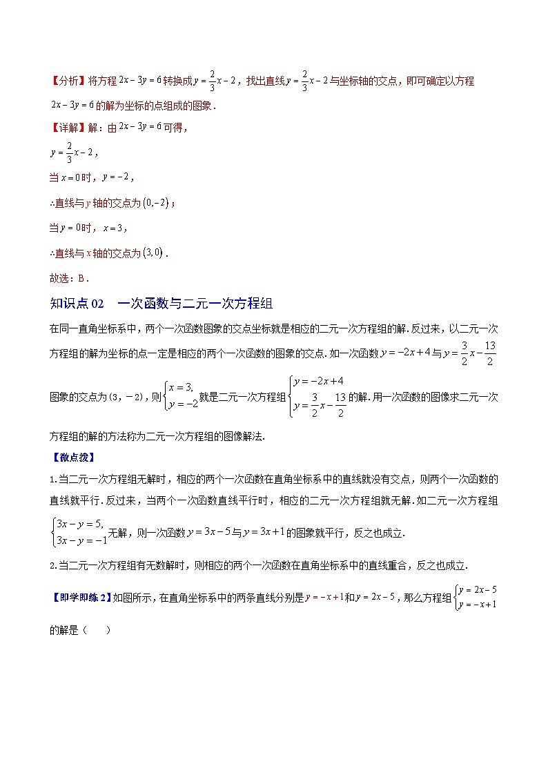 苏科版八年级数学上册同步精品讲义  第27讲 一次函数与二元一次方程（教师版）第2页