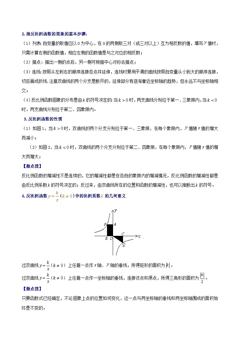 苏科版八年级数学下册同步精品讲义  第19讲 反比例函数的图像与性质（教师版）第2页