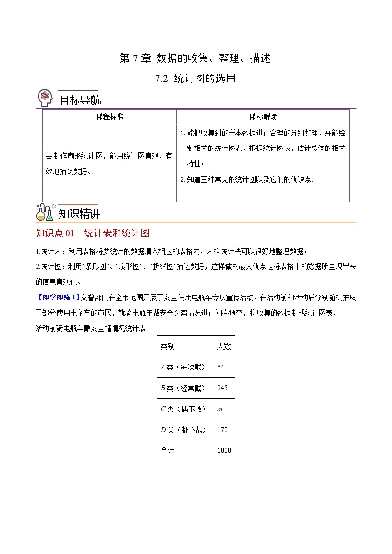 苏科版八年级数学下册同步精品讲义  第02讲 统计图的选用（学生版）01