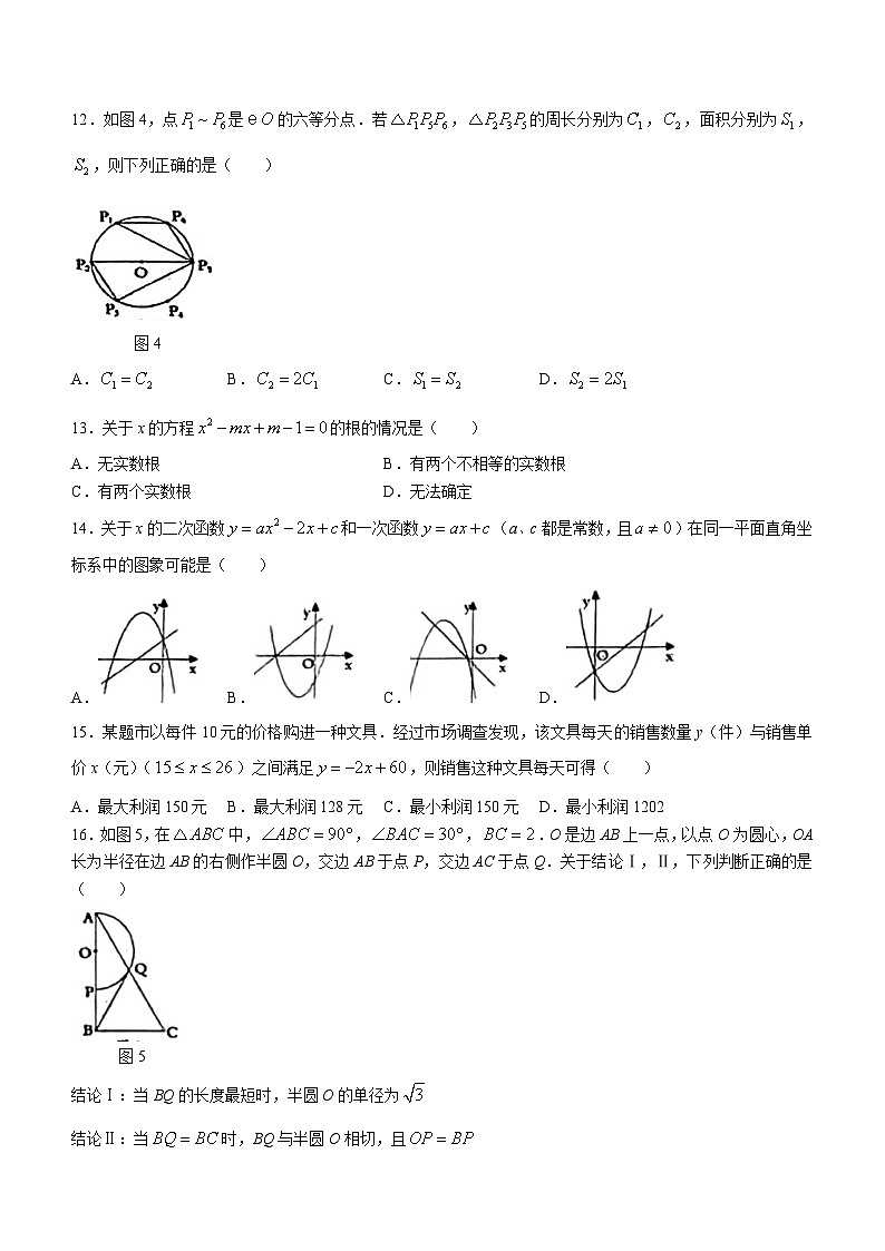 河北省张家口市张北县2023-2024学年九年级上学期期中数学试题03