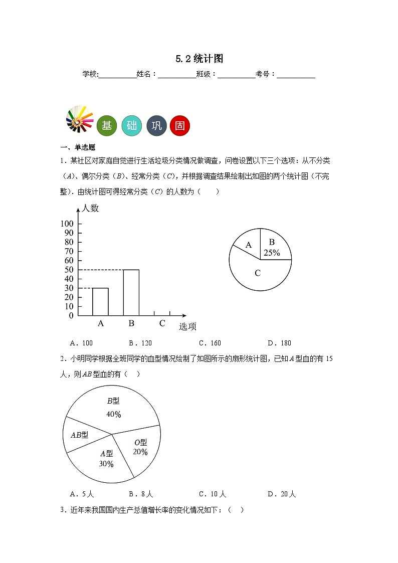 5.2统计图分层练习 湘教版数学七年级上册01