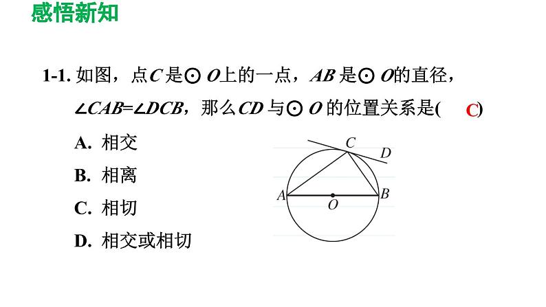 27.2.3 切线 华东师大版数学九年级下册导学课件07