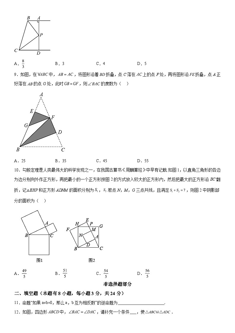 浙江省温州市洞头区2023-2024学年八年级上册期中数学试题（含解析）02