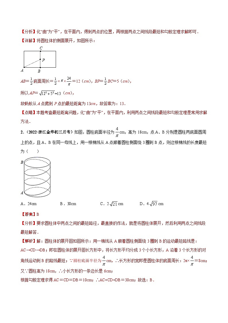 八年级数学上册同步精品讲义（北师大版） 专题1.4勾股定理中的最短路径问题03