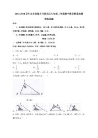 2023-2024学年山东省青岛市黄岛区九年级上学期期中数学质量检测模拟试题（含答案）