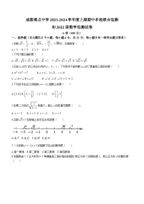 四川省成都市锦江区重点中学2023-2024学年八年级上学期期中数学试题(无答案)