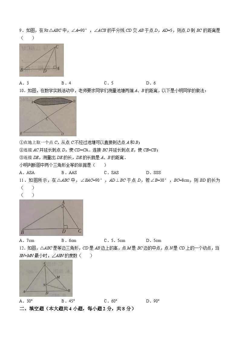 云南省昭通市巧家县大寨中学2023-2024学年八年级上学期期中数学试题02
