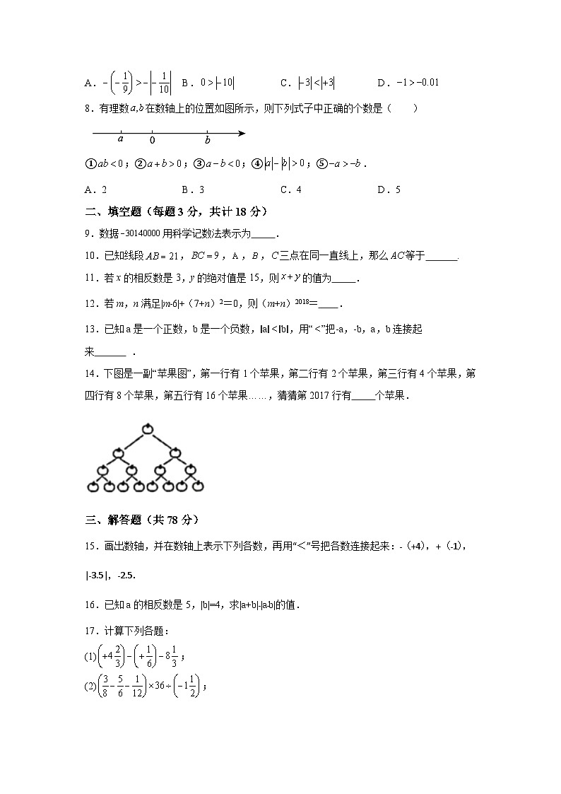 山东省菏泽市巨野县2023-2024学年七年级上学期期中数学试题（含解析）02