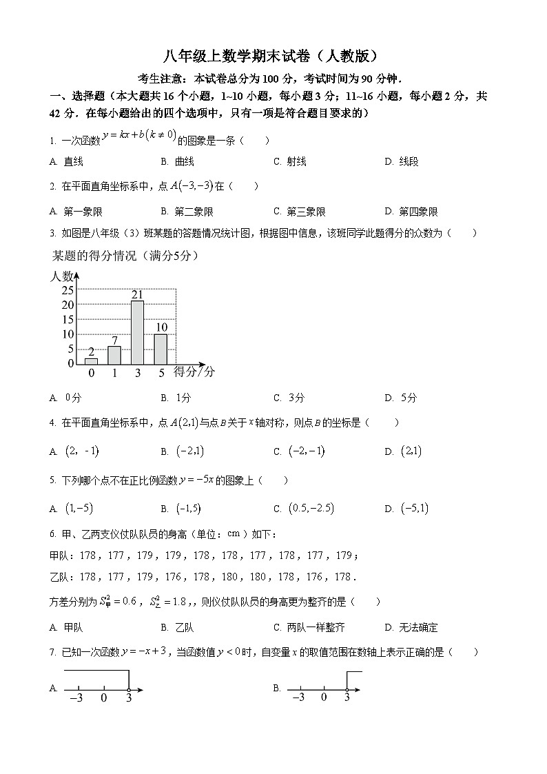 八年级上学期期末数学试题 (74)第1页