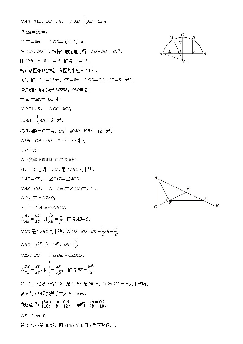 2023湖南师大附中初中部九年级第三次月考数学参考答案第2页