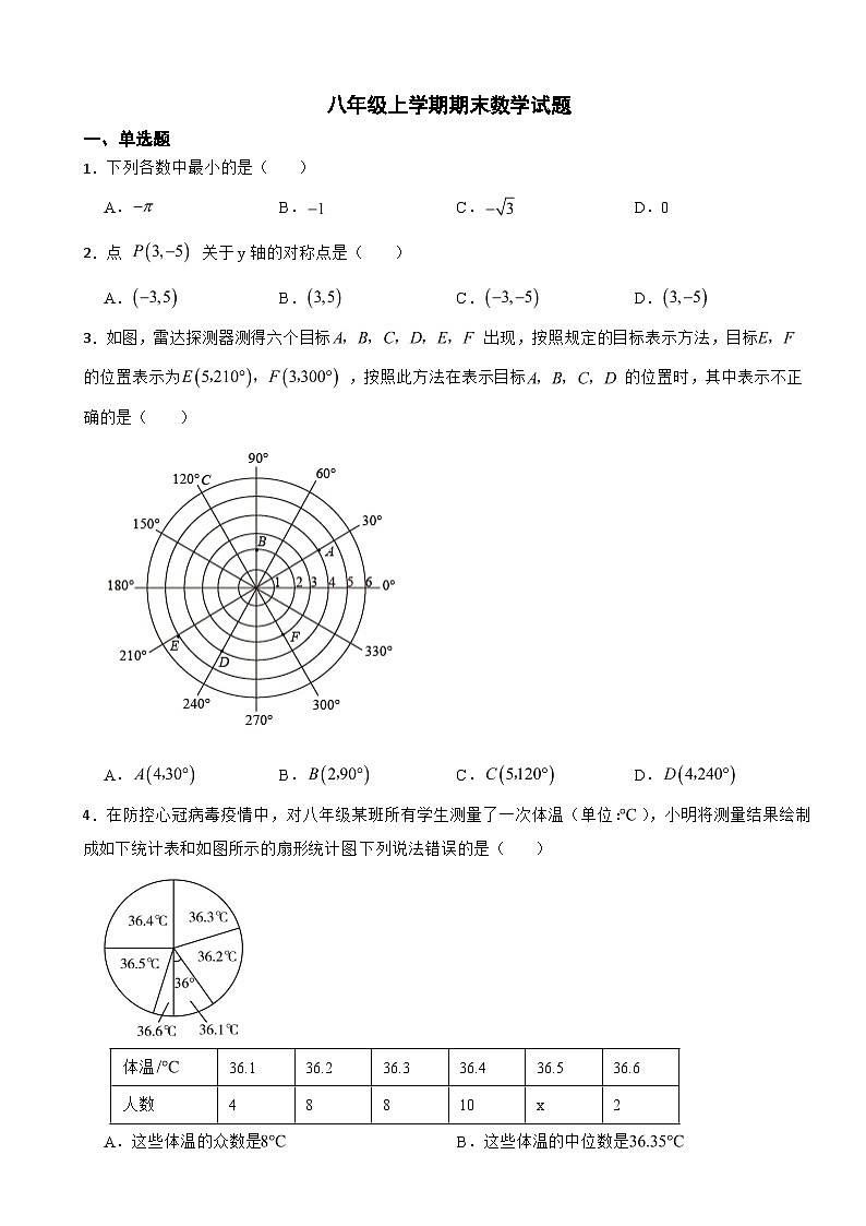 四川省达州市2023年八年级上学期期末数学试题 附答案第1页