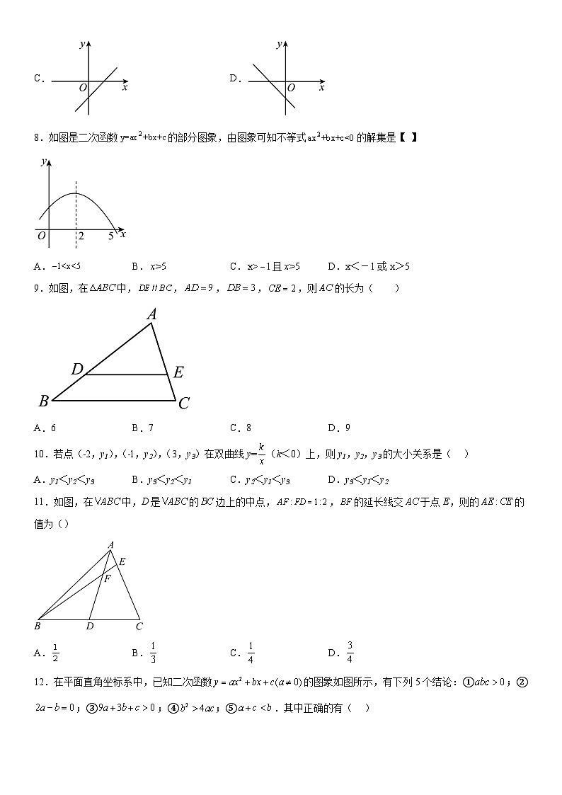 广西壮族自治区贺州市富川瑶族自治县教学研究室2023-2024学年九年级上册期中数学试题（含解析）02