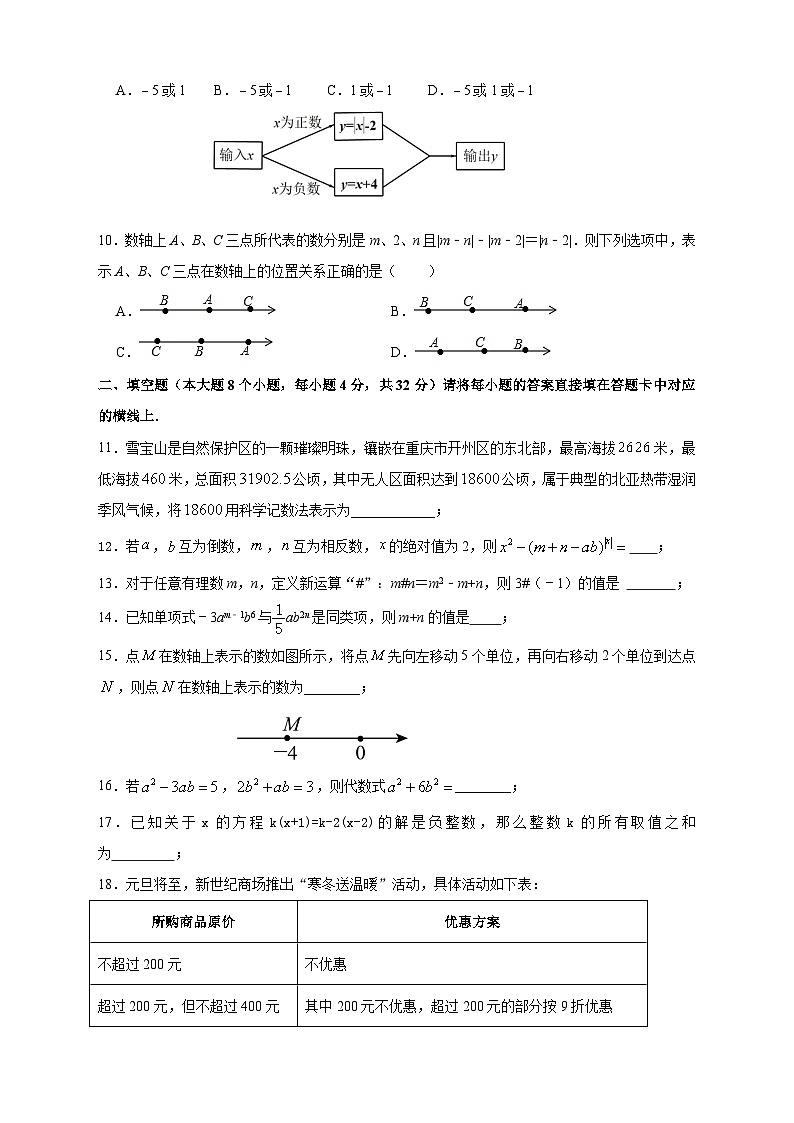 重庆市开州区文峰教育集团2023-2024学年七年级上学期12月月考数学试题第2页