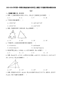 甘肃省武威市凉州区2023-2024学年八年级上学期人教版数学期末模拟试卷（三）