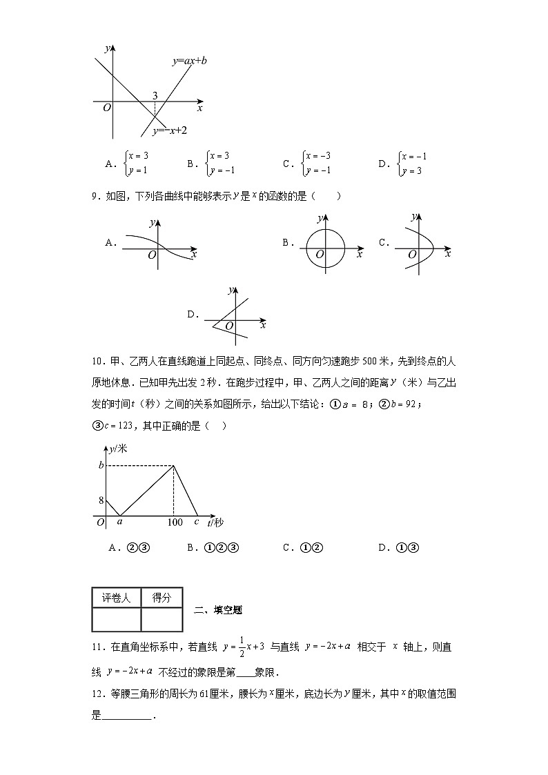 2023-2024学年沪科版（2012）八年级上册第十二章一次函数单元测试卷(含答案)03