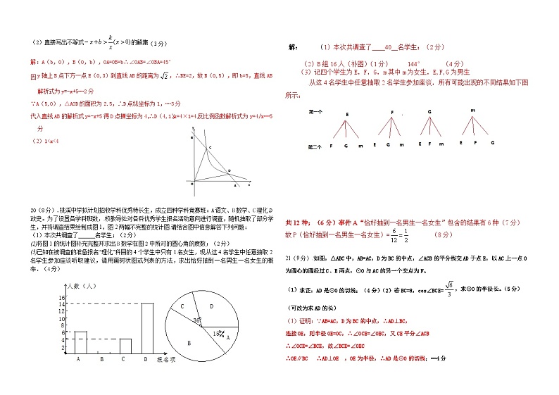 2022年咸宁市桃溪中学中考模拟数学试题03
