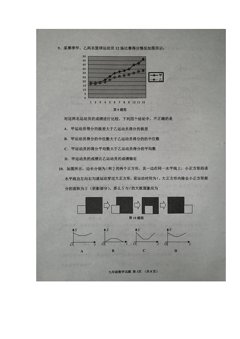 2022年山东省济宁邹城市中考一模数学试题（图片版、无答案）03