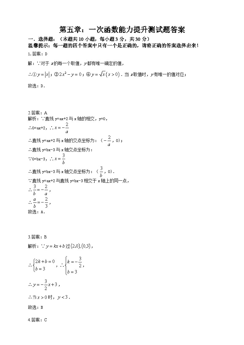 第五章：一次函数能力提升测试题（含解析）01