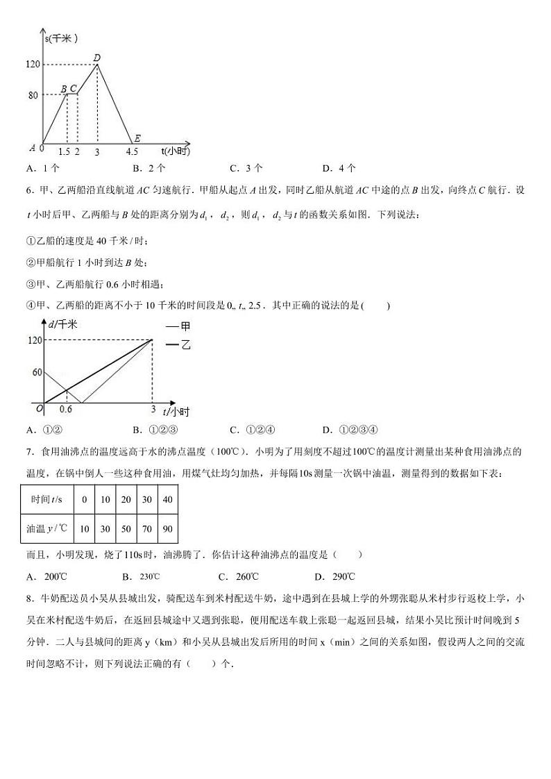 8年级数学苏科版上册随堂测试第6单元《 6.4  用一次函数解决实际问题》第2页