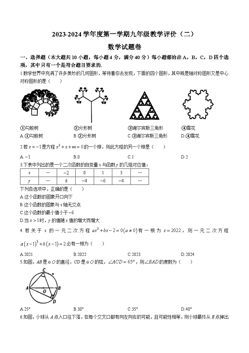 安徽省芜湖市无为市2023-2024学年九年级上学期月考数学试题(无答案)第1页