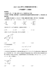 河南省商丘市梁园区实验中学2023-2024学年八年级上学期12月月考数学试题(无答案)