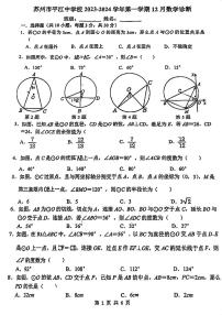 江苏省苏州市平江中学2023-2024学年上学期九年级数学12月诊断测试