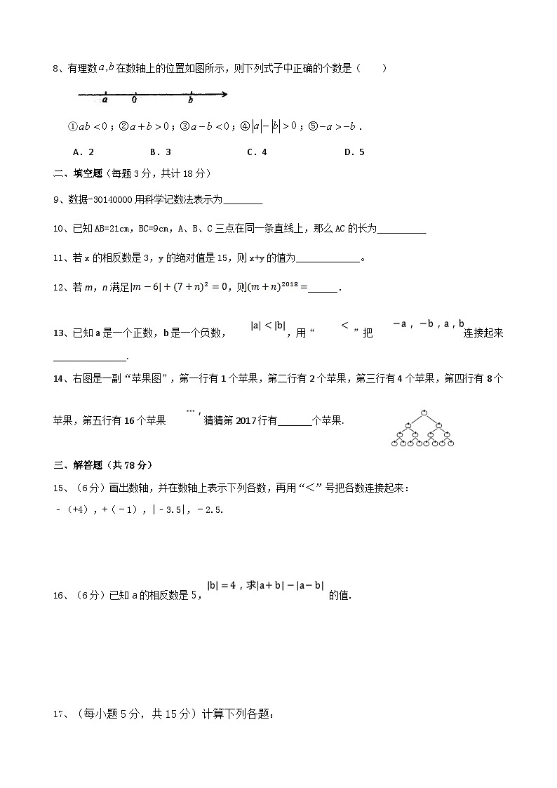 山东省菏泽市巨野县2023-2024学年七年级上学期期中考试数学试题02