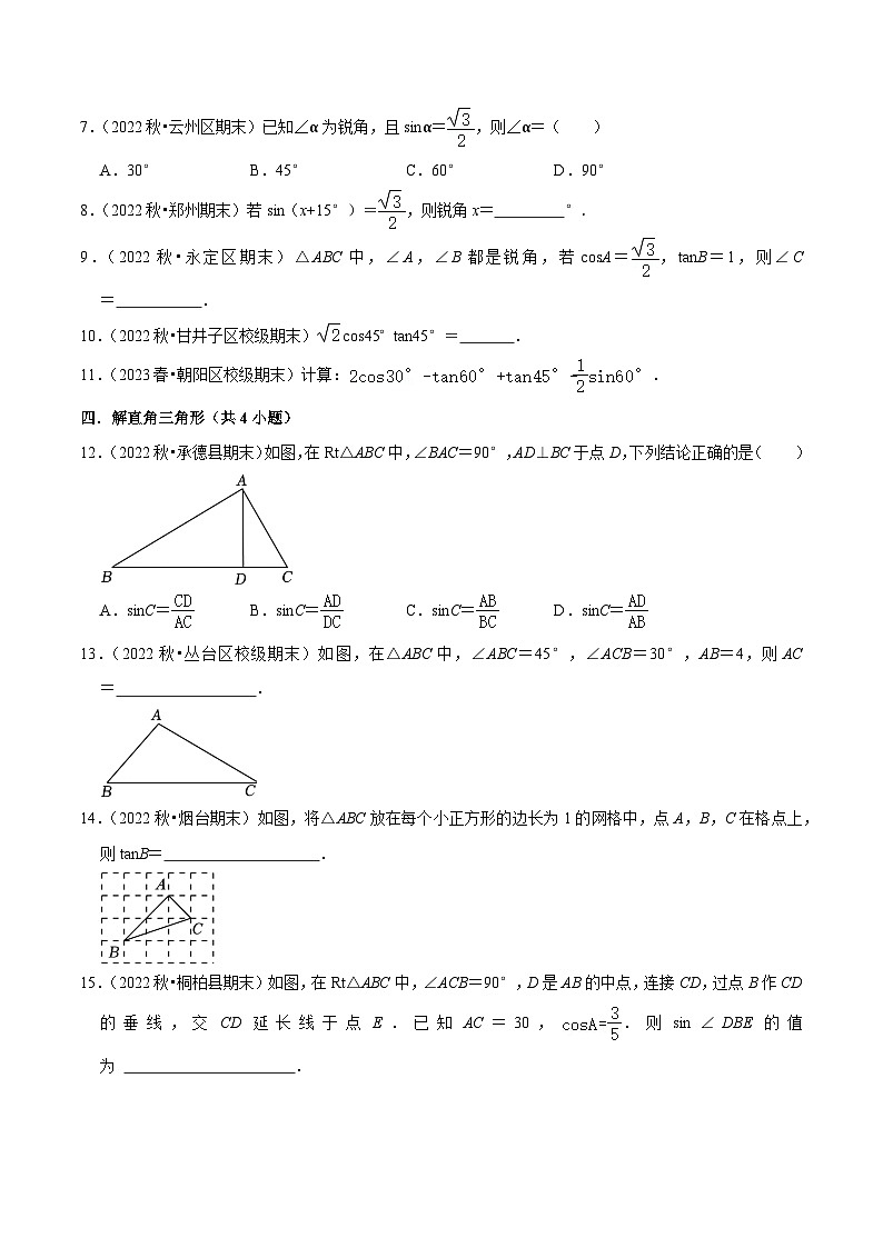 预测08 锐角三角函数（易错必刷30题7种题型专项训练）-2023-2024学年九年级数学上学期期末考点预测（人教版）02