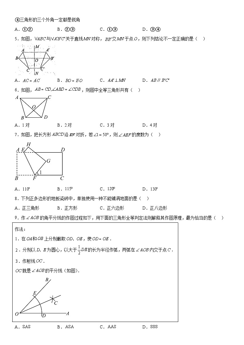 山西省朔州市怀仁市第九中学校2023-2024学年八年级上册期中数学试题（含解析）02