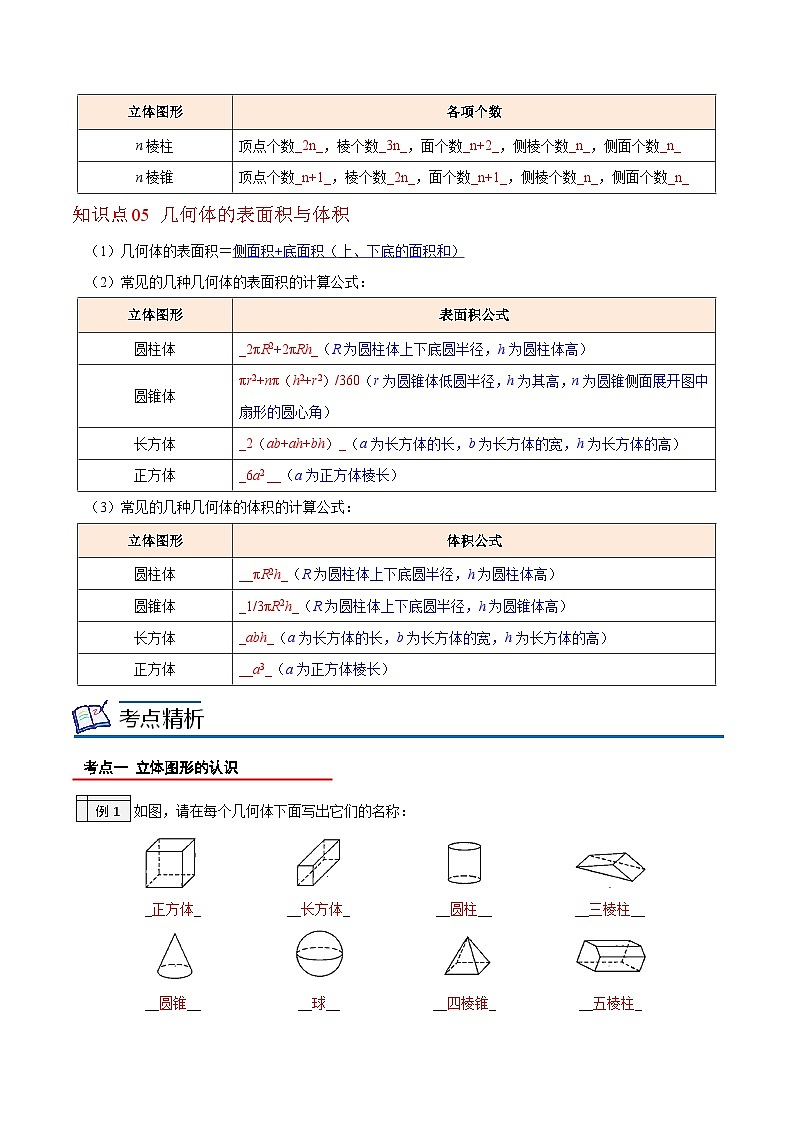 北师大版七年级数学上册同步精品讲义 第01讲+生活中的立体图形02