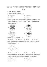 2023-2024学年河南省驻马店市西平县九年级（上）期中数学试卷（含解析）